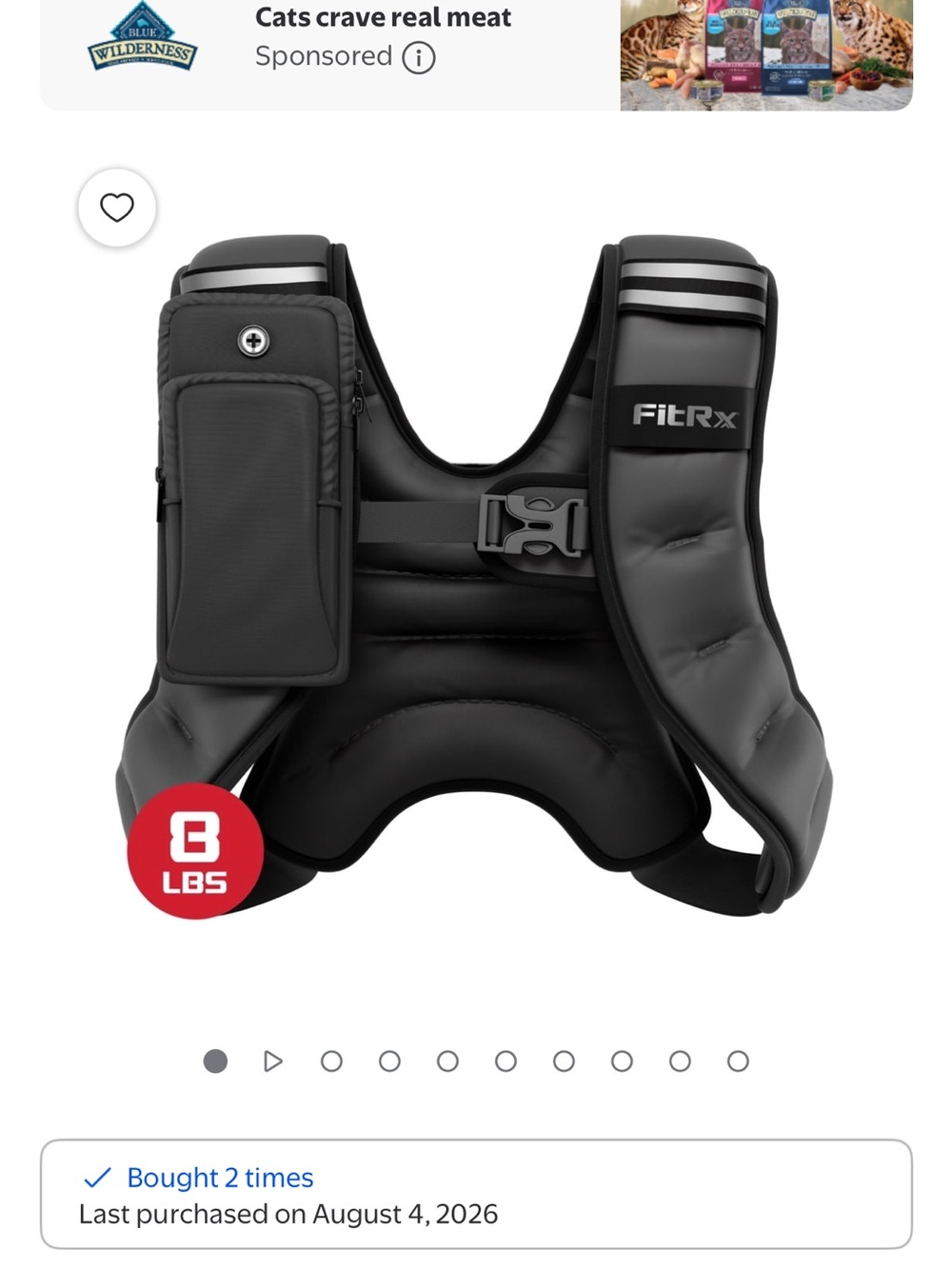 Adjustable Weighted Vest - Black (8 lbs)